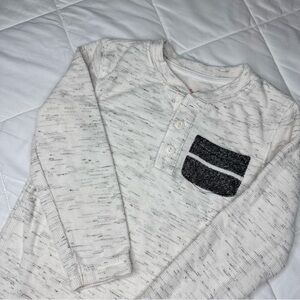 Cat & Jack Boys Henley Long Sleeve Shirt Size 4T Cream Heather Gray